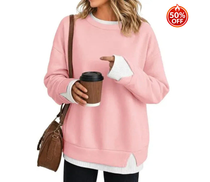 Fisoew Women's Layered Crew Neck Sweatshirt