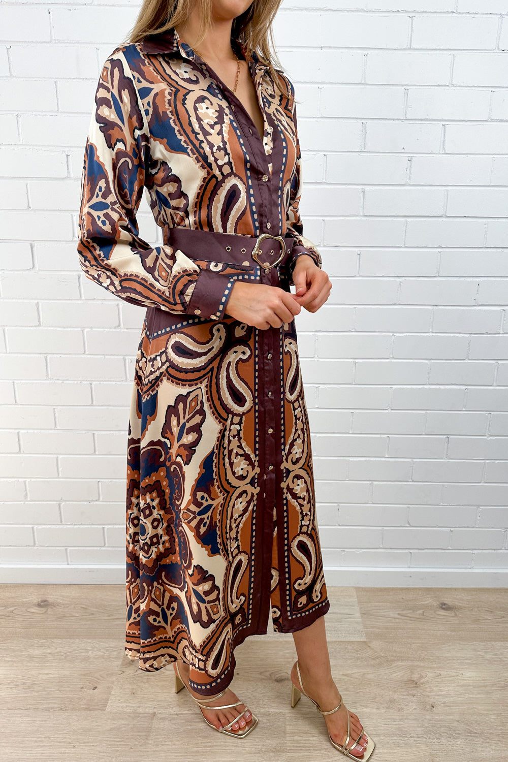 Iluka Dress - Mocha Tile Print