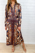 Iluka Dress - Mocha Tile Print