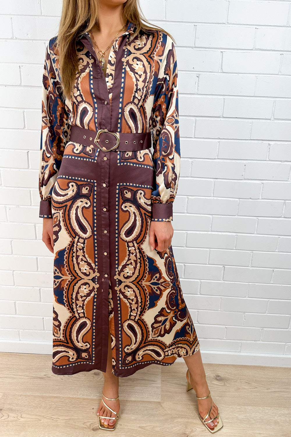 Iluka Dress - Mocha Tile Print