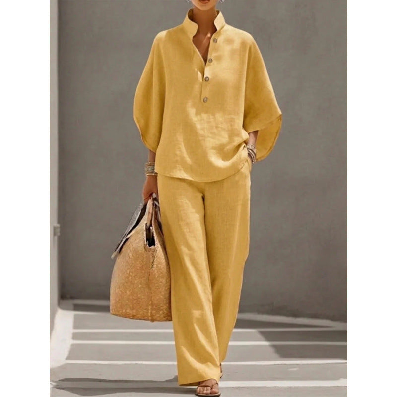 Summer Lazy Linen Matching Suit, Minimal Mature Aesthetic