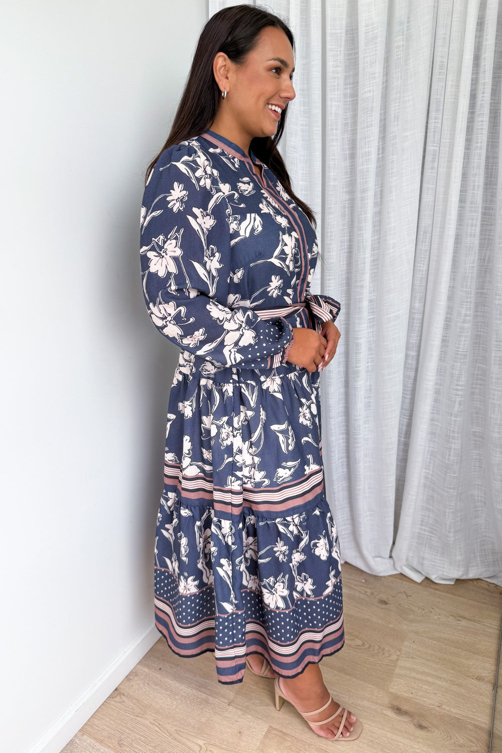 Thames Mist Dress - Dusty Blue Floral