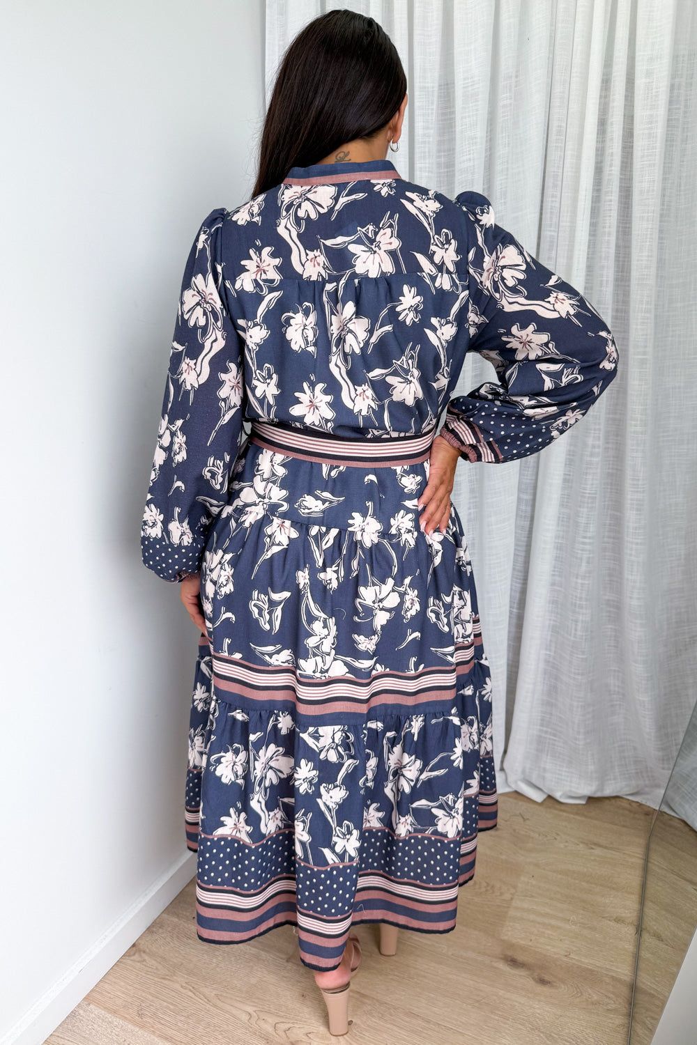 Thames Mist Dress - Dusty Blue Floral