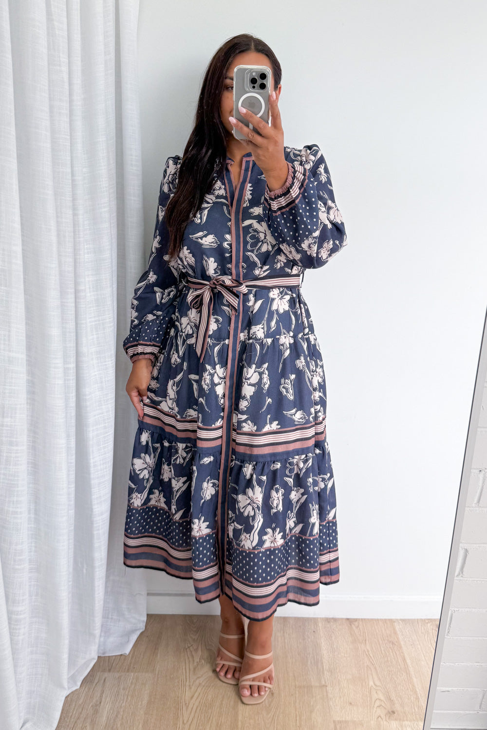 Thames Mist Dress - Dusty Blue Floral