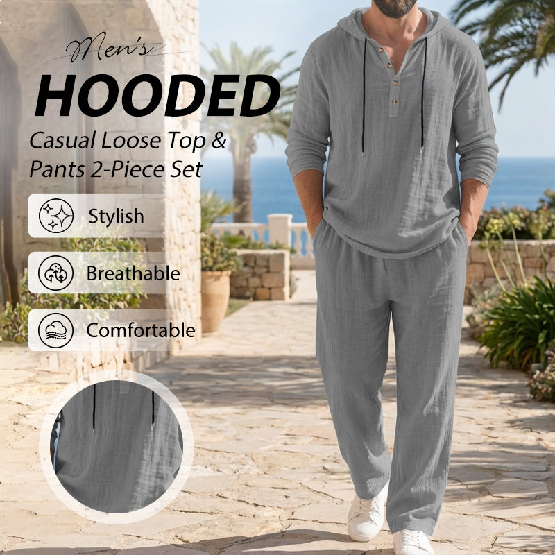 Herren Kapuze Casual Loose Top & Hose 2-teiliges Set